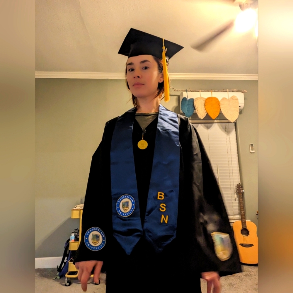 Chamberlain College of Nursing cap and gown BSN graduation gear!